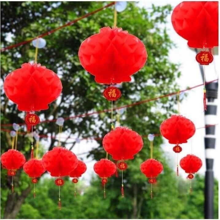 Combo 10-50 Đèn Lồng Đỏ Nilon Chữ Phúc Treo Trang Trí Lễ Tết - Đèn Lồng Giấy Đỏ Ni Lông - Đèn Lồng Treo Văn Phòng