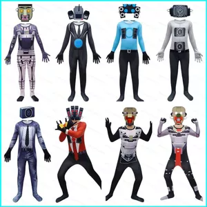 GN Skibidi Vệ Sinh Cosplay Jumpsuits Mặt nạ Mũ Đội Đầu Trang Phục Trẻ Em Vệ Sinh Người Tivi Màn Hình Người Đàn Ông Body cos Bộ Halloween Par
