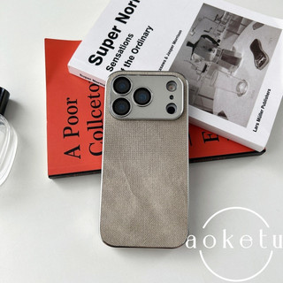 Ốp điện thoại mạ điện thích hợp cho vỏ điện thoại Apple 17 có lỗ mịn họa tiết da denim màu xanh đậm vỏ cứng iPhone 17 promax thời trang 16 / 15 / 14 / 13
