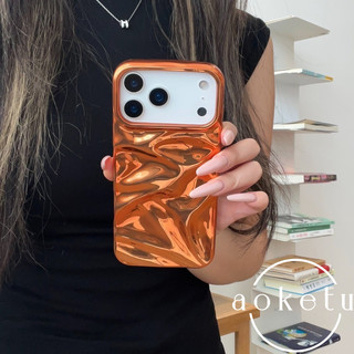 Gợn nước nhăn màu cam mạ điện thích hợp cho vỏ điện thoại Apple 17promax 17air iPhone mới 16promax / 15 / 14 / 13 / 12 / 11 silicone bao gồm tất cả vỏ mềm chống rơi