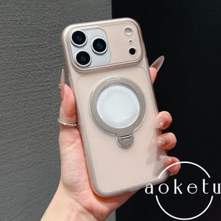 Kính lúp Ice Mist sang trọng Giá đỡ xoay 360 Vỏ điện thoại từ tính Thích hợp cho iPhone 14, 15, 16, 17 Pro Max Matte Bao gồm tất cả PC Vỏ cứng chống rơi