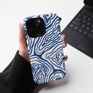 Ốp Điện Thoại Thích Hợp Cho iPhone Art Blue White Lines Vỏ Phim 2 Trong 1 Thích Hợp Cho iPhone17p / 15 / 14pro / 13 Vỏ Bảo Vệ VW7H