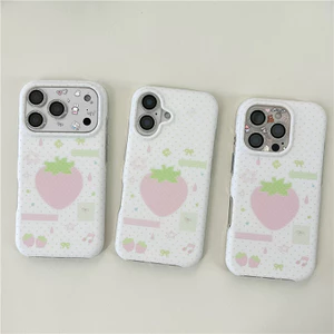 IPhone 17 Pro Max Strawberry Cat pattern Chất liệu TPU IMD craft Vỏ điện thoại in hai lớp