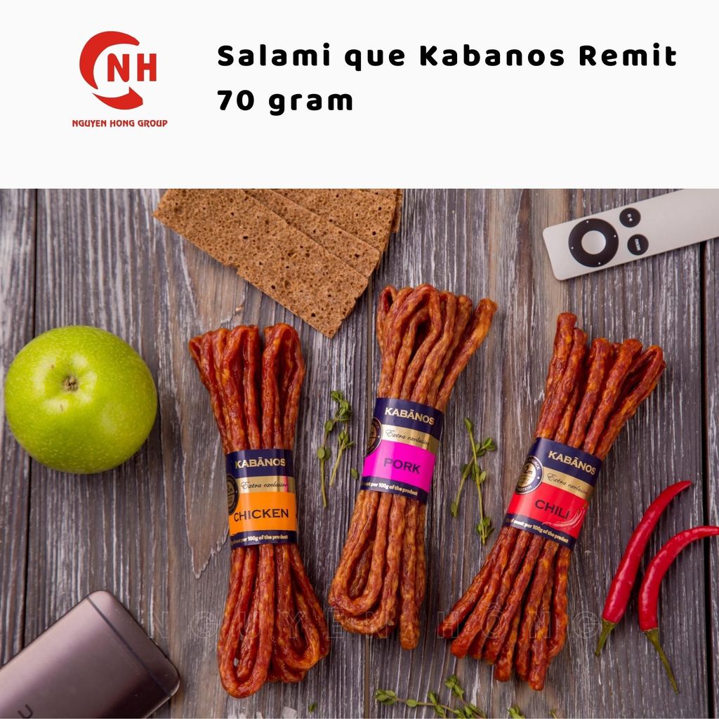 Salami xúc xích Nga que Kabanos 70g Remit - 4 Hương vị hấp dẫn từ Nguyễn Hồng Food
