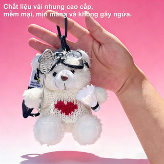 【BabyJoy】Vợt cầu lông gấu mặt dây chuyền túi,móc khóa búp bê cặp đôi,quà tặng sáng tạo phong cách sang trọng
