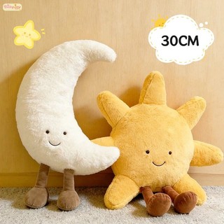 【BabyJoy】Đồ chơi nhồi bông hình mặt trăng và mặt trời,chất liệu nhồi cao cấp mềm mại,Món quà sinh nhật tuyệt vời