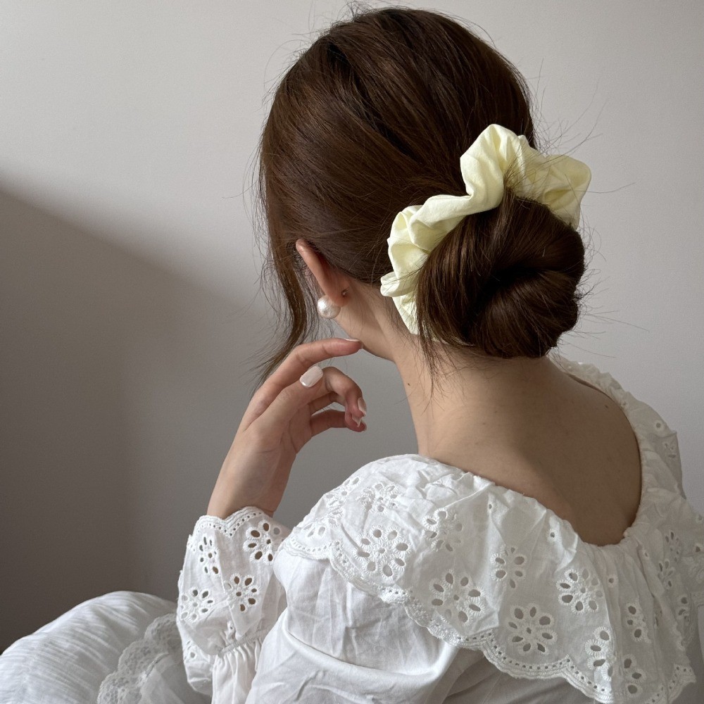 Hululu Scrunchy đơn giản màu trơn - Dây cao su co giãn bền, phụ kiện tóc thời trang