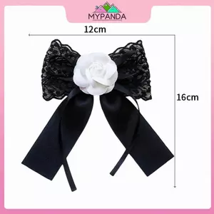 MYPANDA Áo sơ mi nữ thiết kế thắt nơ, thổ cẩm hoa camellia với kim cương giả và ngọc trai - Phù hợp cho tiệc cưới