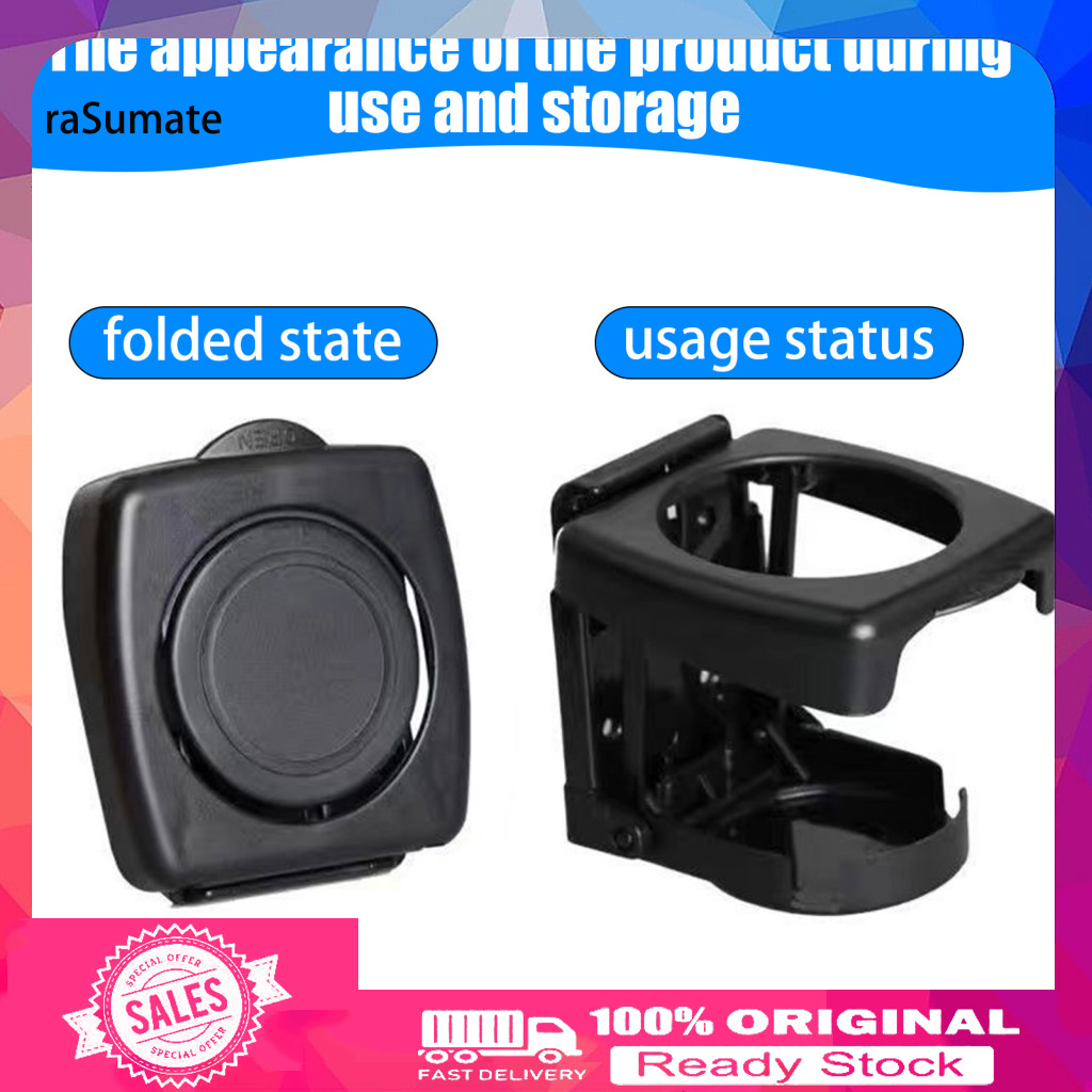< rasumate > Dễ dàng cài đặt Giá đỡ cốc cho xe tải Giá đỡ cốc ô tô đa năng có thể gập lại với miếng đệm hấp thụ sốc gắn trên lỗ thông hơi có thể điều chỉnh Di động cho Rv cho Đông Nam