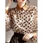 Áo sơ mi nữ cao cấp phong cách Hong Kong, họa tiết chấm bi retro với chất liệu voan nhẹ nhàng