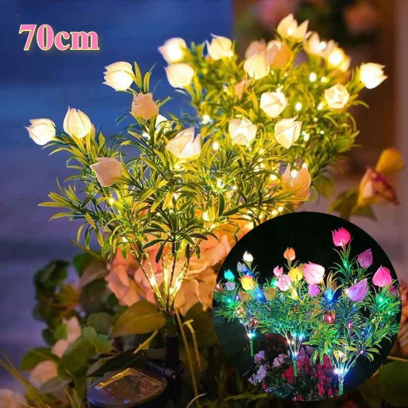 Đèn sân vườn năng lượng mặt trời ngoài trời, Hoa Gardenia 42LED, Chống nước, Gắn trên mặt đất,Trang trí sân vườn