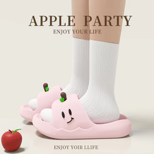 Hoạt Hình Apple Hình Dép Đế Dày Nữ Mùa Hè Ngoài Mặc Dép Dép Dép Nhà Hộ Gia Đình eva Đế Mềm Chống-