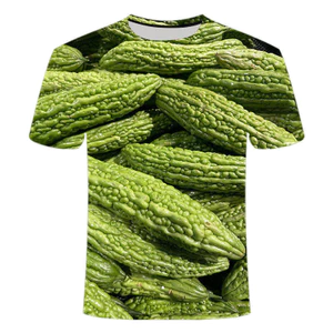 Mùa hè 2026 Áo Thun Unisex Cổ Tròn Tay Ngắn, In Hình Rau 3D, Bền Đẹp