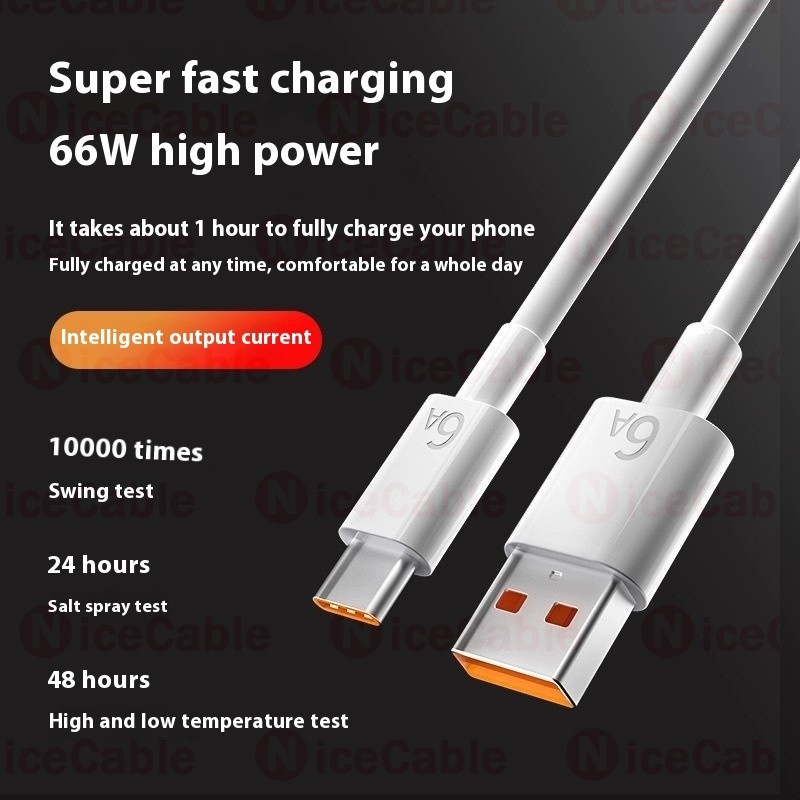 Bộ sạc nhanh chính hãng 66W đầu cắm US 1 cổng USB, adapter tường kèm cáp dữ liệu 6A cho điện thoại/máy tính bảng