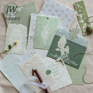 JIANWU Cầu Nguyện Hoa Dòng Vintage Thực Vật Cứu Trợ Phong Cảnh Chất Liệu Cắt Dán Memo Pad Sáng Tạo DIY Rác Tạp Chí Văn Phòng Phẩm