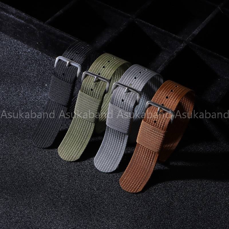 Dây đeo đồng hồ NATO nylon mỏng 20-22mm, dệt một vòng đơn, mềm, thể thao đa năng, cho nam nữ – nâu, đen, xanh, xám
