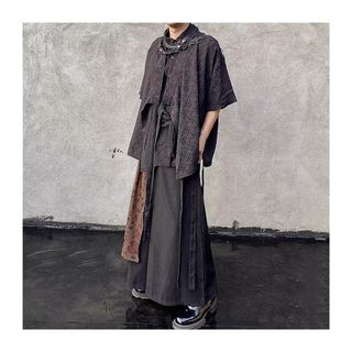 Áo sơ mi ngắn tay họa tiết jacquard phong cách đường phố cổ điển phong cách Trung Quốc cao cấp