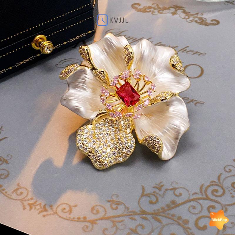 [KvJJL-t] Thổ Cẩm Ngọc Trai Hoa Hợp Kim Vintage Châu Âu Phong Cách Mỹ Thanh Lịch Ngực Hoa Pin Dành Cho Nữ Tiệc Cưới Phụ Kiện Mới