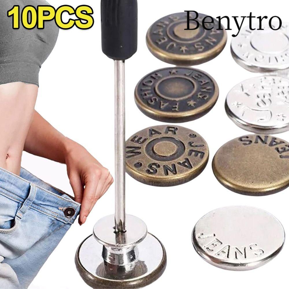 BENYTRO 10 Cái / gói Nút Mở Rộng Eo, Phụ Kiện May Nút Quần Jean Không Móng Tay, Có Thể Tháo Rời 17 Mm Với Tua Vít Quần Áo Thắt Lưng Quần Jean