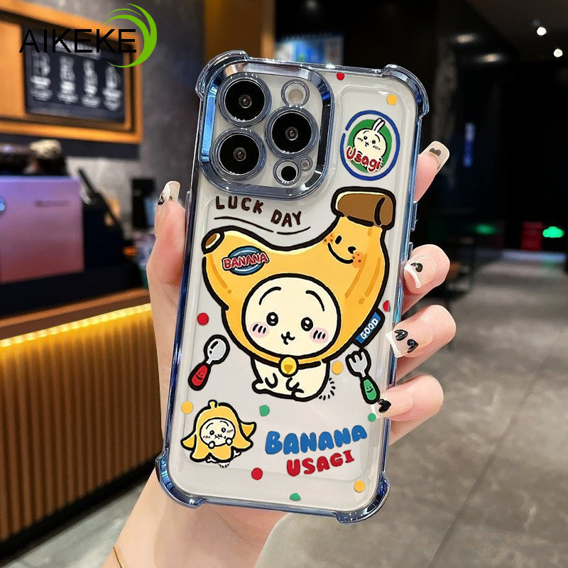 Ốp Điện Thoại Banana Usagi Dễ Thương Cho Redmi Note 15 14 Pro Plus 14S 13 Pro Plus 12 Pro 4G 5G Khung Mạ Sang Trọng Bốn Góc Vỏ Mềm Trong Suốt