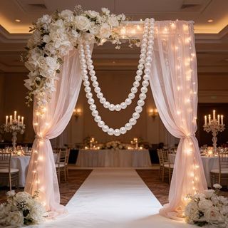 Trang trí dây ngọc trai DARON, Trang trí vòng hoa ngọc trai DIY lãng mạn, Trang trí cầu thang đám cưới thanh lịch Trang trí sinh nhật Dây ngọc trai 3D Mặt dây chuyền tắm cô dâu