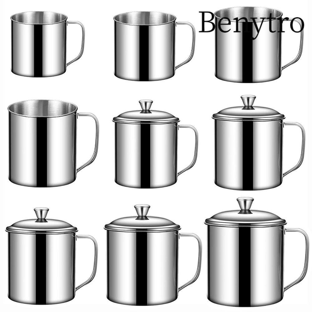Cốc thép không gỉ BENYTRO, Cốc cà phê thiết kế tay cầm bằng thép không gỉ 304, có nắp 200-1600ML Cốc du lịch du lịch