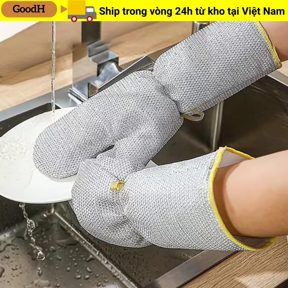GOODH Găng tay làm sạch công việc nhà, Găng tay rửa chén làm sạch gia đình kéo dài, Găng tay bóng dây thép dày chống thấm nước