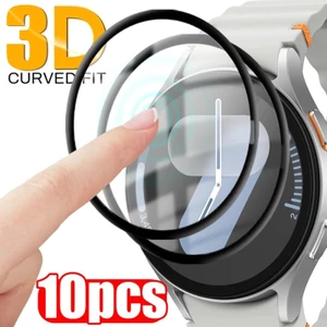 10 Chiếc Kính Cường Lực Cho Samsung Galaxy Watch 8 7 6 5 4 3 Active 2 Ultra Classic FE Pro 46mm 45mm 40mm 44mm Tấm Bảo Vệ Màn Hình Cho Galaxy Fit 3 2 HD Kính Cong Cạnh Đen Phim