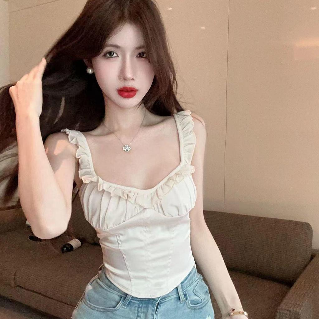 Pure Desire Sling Top nữ thiết kế cổ điển ren xương cá giúp eo thon gọn