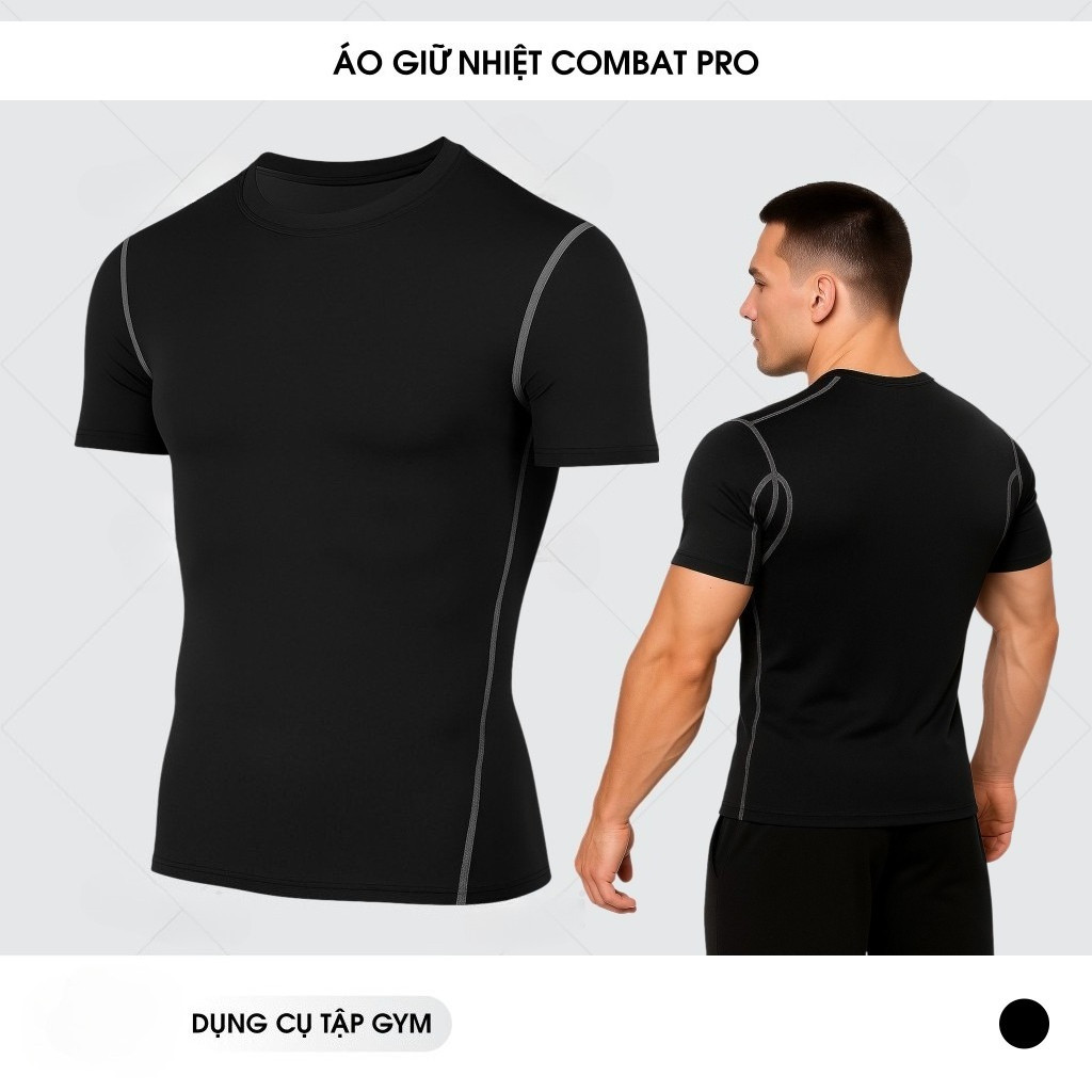 Áo Thun Giữ Nhiệt Tay Ngắn Combat Pro - Áo Thun Nam Tập Gym Cao Cấp, Bóng Đá, Bóng Rổ, Chơi Thể Thao