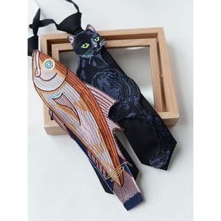 Mèo Đen Creative Tie - phù hợp cho nam và nữ, thiết kế nơ áo sơ mi