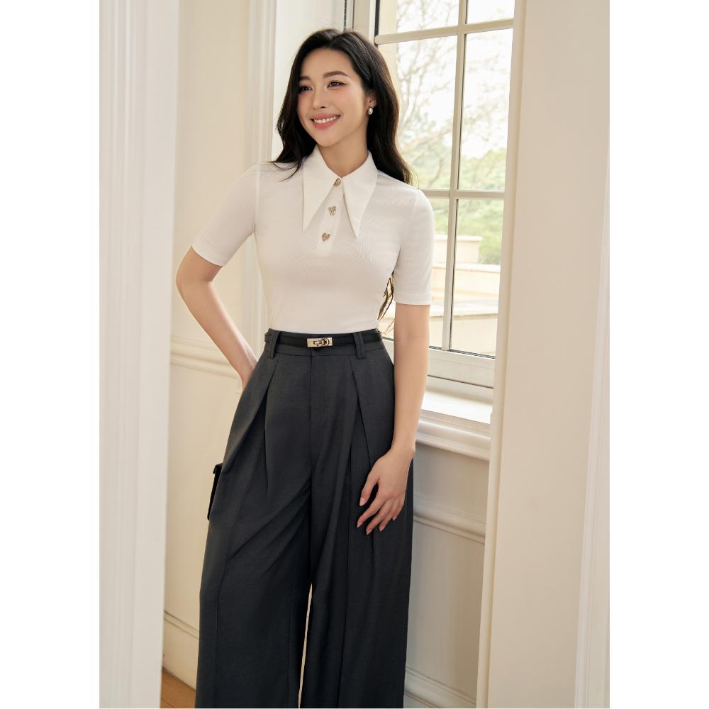 Quần li súp ELLA DORA dáng suông form gọn thiết kế thanh lịch sang trọng 2 màu XÁM/ĐEN [Q47]