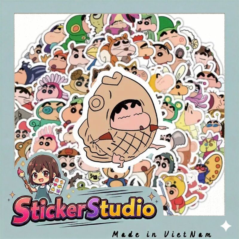60 hình sticker nhân vật hoạt hình Shin cậu bé bút chì  trang trí sổ tay note book laptop mũ bảo hiểm chống nước tốt