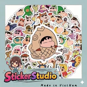 Set 20/60 Sticker Hoạt Hình Shin Chống Nước Dán Laptop Vali Mũ Bảo Hiểm Sổ Tay