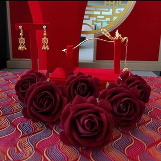 Kẹp Tóc Mô Phỏng Hoa Hồng Đỏ Cho Cô Dâu Style Hanfu
