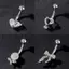 Nhẫn nút bụng Steele Zircon thời trang, thép không gỉ với nơ trái tim - Gợi cảm cho nữ