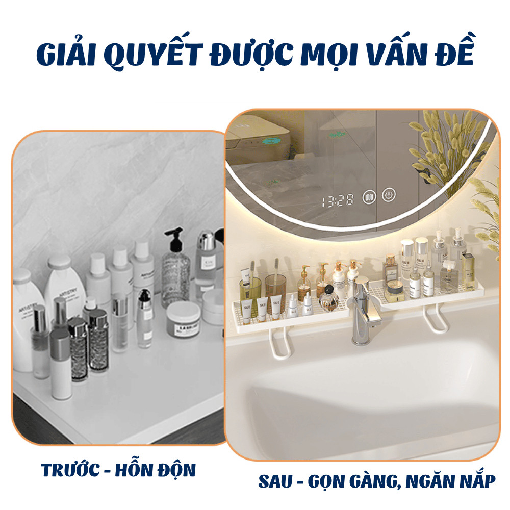 Kệ Để Đồ Bồn Rửa Mặt Nhà Tắm MODERN,Giá Để Mỹ Phẩm, Đồ Rửa Bát Rãnh Chữ U Tiện Dụng, Chống Gỉ,Bền Đẹp