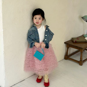 2026 Phong Cách Mới Quần Áo Trẻ Em Bé Gái Frayed Áo Khoác Denim Ngắn