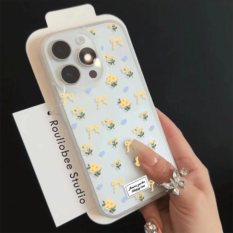 Hoa nơ vàng cho trường hợp iPhone 17pro iPhone 15/14/13pro Skin Scrub