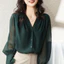 M-4XL Áo sơ mi nữ tay dài màu đen, phù hợp công sở và làm việc