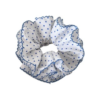 Dây buộc tóc Kovoi phong cách Hàn Quốc, scrunchy nhiều lớp màu xanh tươi chấm bi, ngọt ngào và thời thượng