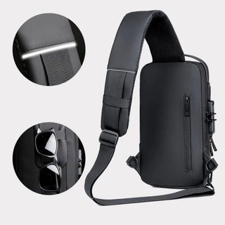 Túi Đeo Ngang Chống Thấm Nước Da PU Kết Hợp Khóa Nhiều Túi Unisex Làm Việc Du Lịch Tổ Chức