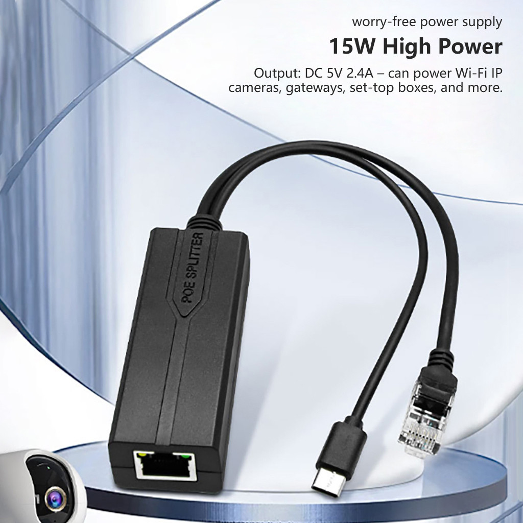 Bộ chia Gigabit Type-C POE 100MB Tiêu chuẩn 48V sang 5V Bộ chia nguồn ...