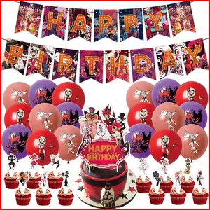 ST2 Hazbin Chủ đề khách sạn trẻ em trang trí tiệc sinh nhật biểu ngữ bánh topper bóng bay bộ cung cấp TS2