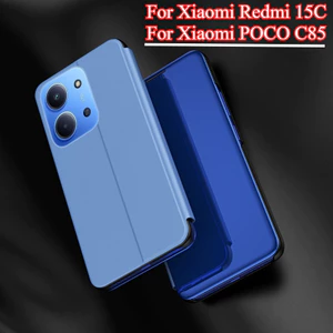 Ốp Lật Gương Từ Tính Cho Xiaomi Redmi 15C POCO C85 4G Vỏ Cứng Giá Đỡ Da Vỏ Điện Thoại Redmi15C POCOC85 2025