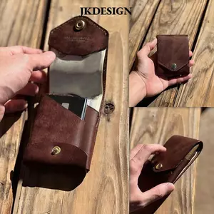 JKDESIGN Ví nhỏ gọn đa chức năng, Khe cắm bút tích hợp Ví mỏng tối giản chống nước, Kẹp tiền bằng da PU thủ công Du lịch
