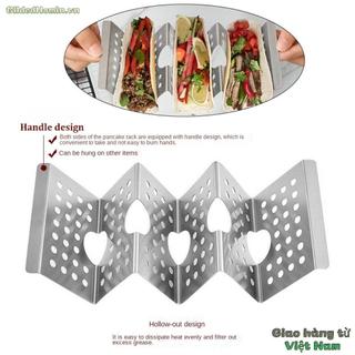 Giá đỡ bánh kếp GILDEDHOMIN, 2 / 3 lưới có sẵn trên cả hai mặt Giá đỡ Taco, Thiết kế tay cầm bằng thép không gỉ Rỗng ra vỏ Taco Giá đỡ nhà bếp