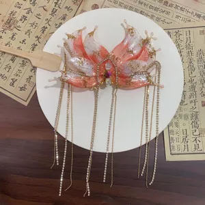 Nàng Tiên Cá Công Chúa Kẹp Tóc Mũ Đội Đầu Phụ Kiện Tóc Cổ Tua Rua Áp Lực Lưng Hanfu Công Nghiệp Nặng Cổ Điển Kẹp Bên Phụ Kiện Tóc