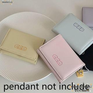 [Vận chuyển địa phương] Ví đựng tiền xu IDEANEST, 3 lần mặt dây chuyền phô mai Thẻ tín dụng Holoder, Túi đựng tiền kiểu ví PU đơn giản dành cho bé gái Quà tặng học sinh