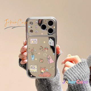 Ốp Lưng Cho IPhone 17 11 16 15 12 13 14 Pro Max 7 15 16 8 Plus XR XS MAX Chữa lành hươu rừng hoa gương bề mặt